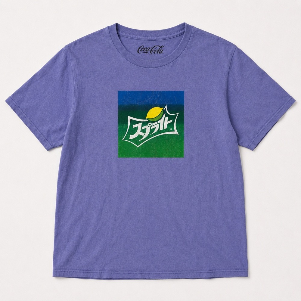 Vtg Y2K Coca-Cola Sprite Japanese Logo Graphic T-Shirt Purple Nostalgia Womens S